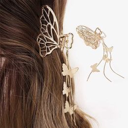 Hair Clips Barrettes Butterfly Metal Hair Claw Clips Non-slip Strong Fixed Hairpin Tassel Design Elegant Lady Hair Clip Girl Lady Special Gift 240426