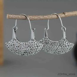 Dangle Chandelier Creative Hammered Blade Hoop Earrings for Women Silver Color Jewelry Vintage Bohemian Style Unique Personality Ear Decor