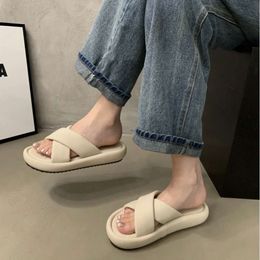 designer sandals women slide heels shoes Good Goods THE Row Casual Herringbone Slippers Daily Outwear Flat Bottom Bread Beach Shoes E60Q