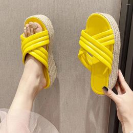 Dress Shoes Dropship 2024 Summer Espadrille Platform Wedges Mule Sandals Chunky Heeled Fashion Office Lady Comfy Women