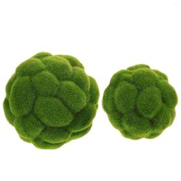 Decorative Flowers 2 Pcs Simulated Moss Ball Rock Green Balls Artificial Plant Ornament Plastic Topiary For The Garden