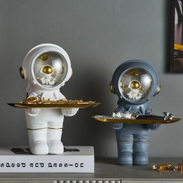 Astronaut Statue Storage Tray Resin Spaceman Sculpture Key Tray Holder Nordic Home Decor Living Room Table Figurine Ornaments 240513