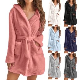 New designer Winter Sleepwear Women Plush Bandage Robe Soft Comfortable Warm Pyjamas Shower Spa Bathrobe Sleep Nightgown Dressing Gown