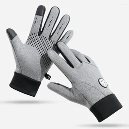 Cycling Gloves Winter With Anti-slip Palm Large-grain Silicone Warm Touch Screen For Women Running