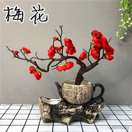 Dried Flowers bonsai Simulated Plum Blossom Branch Wax plum false flower Dry flower tabletop decoration Decorative flowers for home decor