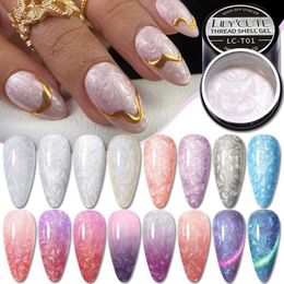 Nail Polish LILYCUTE 7ML 3D Thread Shell Gel Nail Polish Glitter Pearl Gel Soak Off UV Gel Colour Varnish Pearl Shell Manicure For Nails Art Y240425