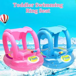 Baby Inflatable Swim Ring Float Circle Seat with Awning for Swimming Pool Mat Bathtub Infant Tank Summer Water Play Game 240423