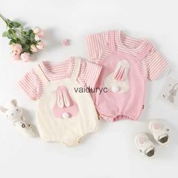 Rompers 2024 SummerBaby Girls Clothes Toddler Bunny One Piece Cute Girls Bodysuit H240429