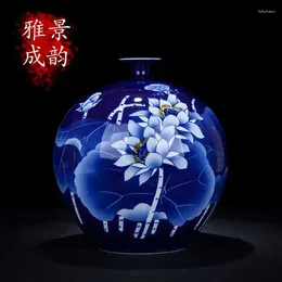 Vases Blue And White Porcelain Jingdezhen Ceramic Home Decor Ornaments Crafts Hand Drawn Ceramics