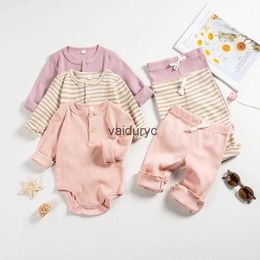 Clothing Sets Baby Kids Spring Clothes Sets Cotton Bodysuits and Pants 2pcs Girls Lovely Suits for Autumn New Style Clothing H240429