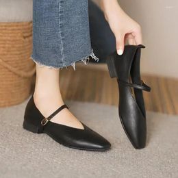 Casual Shoes Woman Summer Square Toe Low Soft Soled Lolita Ballerina Solid Colour Flats Female Elegant French Retro Mary Janes