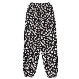 Ladies spring and summer thin casual pants small Daisy print can wear home air conditioning pants beach sunscreen pants