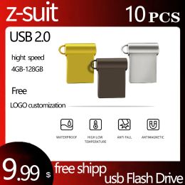 Drives Zsuit 10Pcs/Lot USB Flash Drive 64GB 32GB Pen Drive 128GB USB Stick for Computer Pendrives Flash Drive Metal Waterproof U Disk