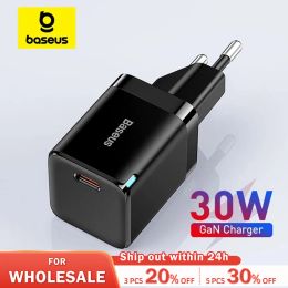 Chargers Baseus 30W GaN Charger USB C Type C PD Fast Charger PD3.0 QC3.0 PPS Quick Charging For iPhone 15 14 13 Pro Max Tablets Laptops