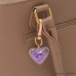 Keychains Lanyards Cute Rose Keychain Love Heart Pendant Eternal Flower Keyring for Women Bag Ornaments Car Keys Accessories Couple Gifts