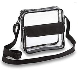 Bag Causual PVC Transparent Clear Woman Crossbody Bags Shoulder Handbag Jelly Small Phone With Card Holder Wide Flap #N