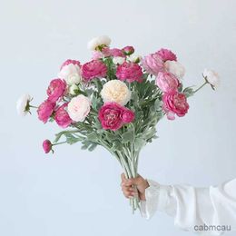 Dried Flowers 5PCS 3 Heads Artificial Flowers Artificial Fake Peonies Bouquet Faxus Peony Flowers Wedding Bouquets for Party Home Decoration