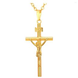 Pendant Necklaces Collare INRI Cross Pendent Men Jewellery Gold Silver Black Colour Religious Christian Crucifix Necklace Women P5792051