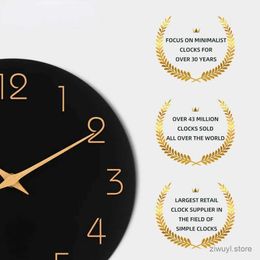 Desk Table Clocks 12 Inch Wall Clock Black Battery Operated Silent Non Ticking Simple Minimalist Rose Gold Numbers Clock Decorative Wall Clock