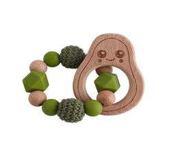 Baby Teether DIY Silicone Teether Cartoon Wood Teething Ring Baby Chewable Toys Food Grade Silicone Soother Infant Feeding B38652417666