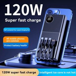 Cell Phone Power Banks 30000mAh ultra fast charging battery pack backup battery pack portable external cable battery pack mobile phone power supply 240424