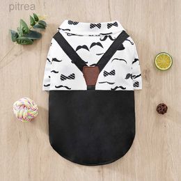 Dog Apparel Moustache Pattern Gentleman Style Pet Dog Clothes Wedding Shirts Dog Cat Bow Tie Shirt Apparel Puppy Clothes for Small Medium Pet d240426