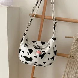 Shoulder Bags Harajuku Cow Canvas Underarm Bag Female 2024 Fashion All-match Cute Student One-shoulder Messenger