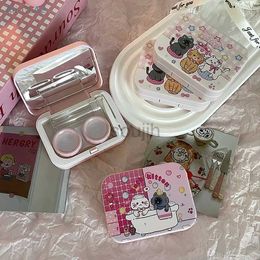 Contact Lens Accessories Cute Cartoon Contact Lens Box Portable Contact Lens Case For Girls Beauty Pupil Storage Container Travel Set d240426