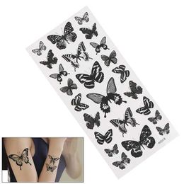 3677 Tattoo Transfer 1 Sheet Waterproof Temporary Tattoo Sticker 3D Butterfly Fake Tattoo Flash Transfer Tatoo Leg Arm Hand Foot For Women Body Art 240426