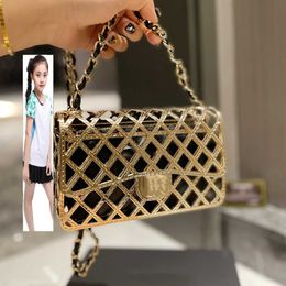 Kids Bags CC Bag Wallets 2022Ss Trend Luxury Flap s Top Gold Metal Hollow Woven Lined Zipper Leather Classic Cheque Chain Messenger Bag Senior Designer