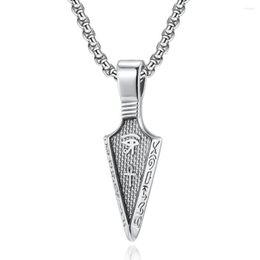 Pendant Necklaces Retro Eye Of Horus Ankh Egyptian Cross Necklace Spearhead Arrowhead For Men Stainless Steel Jewelry287e