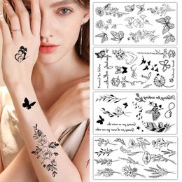 Tattoo Transfer Sexy Flower Butterfly Temporary Tattoos New Year Wedding Party Body Decoration Realistic Waterproof Tattoo Long Lasting Sticker 240426