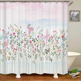 Shower Curtains Shower Curtain Nordic style Plant Leaves Flowers and Birds 3D Printing Shower Curtains Polyester Waterproof Home Decor Curtain