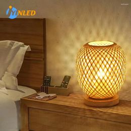 Table Lamps Adjustable Rattan Lamp With Cap Bamboo Woven Small Wick Tabletop Bedside For Home And El Decoration