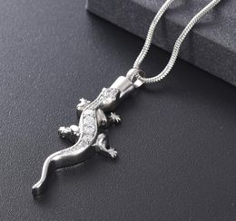 Z10076 Silver color lizard Cremation Jewelry with ashes lost pet stainless steel commemorative urn Necklace Holder souvenir Pend4675981