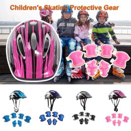 Safety 7Pcs/Set Kids Knee Pads and Elbow Pads Guards Protective Gear Set Safety Gear for Roller Skates Cycling Bike Skateboard Sports