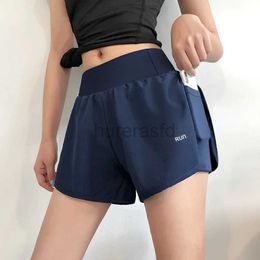 Women's Shorts 2024 New Fake Two Piece Running Shorts Quick drying and Anti glare Yoga Pants Pocket Training Hot Pants Fitness Clothes d240426