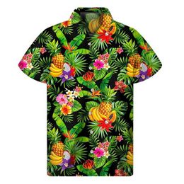 Men's Casual Shirts Hot Sale Tropical Plants Hawaiian Shirt Men 3D Print Beach Button Shirts Summer Short Sleeve Tees Tops Street Lapel Aloha Blouse 240424