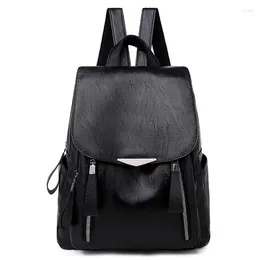School Bags ASDS-Fashion Soft Leather Korean Version Of Personality Leisure Travel Small Backpack Women's Shoulder Bag