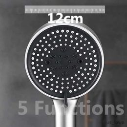 Bathroom Shower Heads Upgraded Thickness 5 Modes Shower Head Rainfall High Pressure Round Black Showerhead Hand Bath Spa Faucets Bathroom Accessories