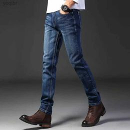 Men's Jeans New jeans mens winter season regular straight leg mens pants elastic slim fit casual mens pantsL244