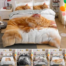 sets Lovely Pet Cat Bedding Set Animal Printed Covers Single Double King Queen Size Duvet Cover Sets Kids Bedding Drop Shipping