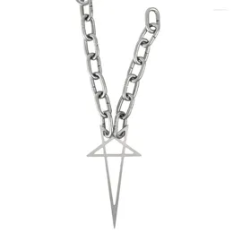 Chains Punk Gothic Link Chain Goth Pentacle Necklace For Men Women Coarse