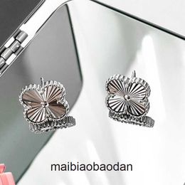 Vancclfe Designer Luxury Jewelry Earring New Four Leaf Grass Fragmented Ice Earrings for Womens Pure Silver 925 Minimalist and Unique Design High Grade