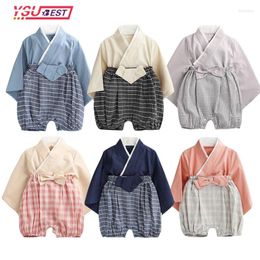 Clothing Sets Retro Kimono Summer Baby Girl Tops Long Sleeve Bathrobe Japanese Born Kimonos Unisex Playwear Outfits 2Pcs