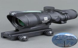 Trijicon Black Tactical 4X32 Scope Sight Real Fibre Optics Green Illuminated Tactical Riflescope with 20mm Dovetail for Hunting7060850