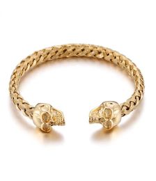 316L Stainless Steel Gold knot Wire Cuff bangle Skull End Bracelet Friends Gift2450154