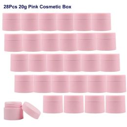 Bottles 28pcs 20g 20ml Pink Travel Face Cream Jar Cosmetic Box Refillable Bottle Portable Empty Plastic Tight Waist Container with Lid