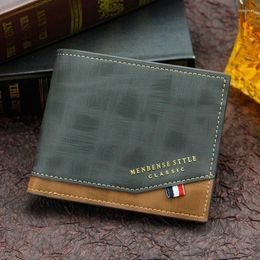 Wallets Korean Hinge Gold Stamping Printed Men's Wallet Short Frosted Multi-card Large Capacity Money Clip