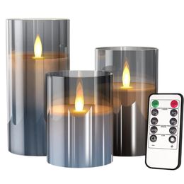 3Pcs Flameless LED Candles Light With Remote Control Romantic Flickering Wick Candles Set Lamp For Christmas Wedding Party 240416